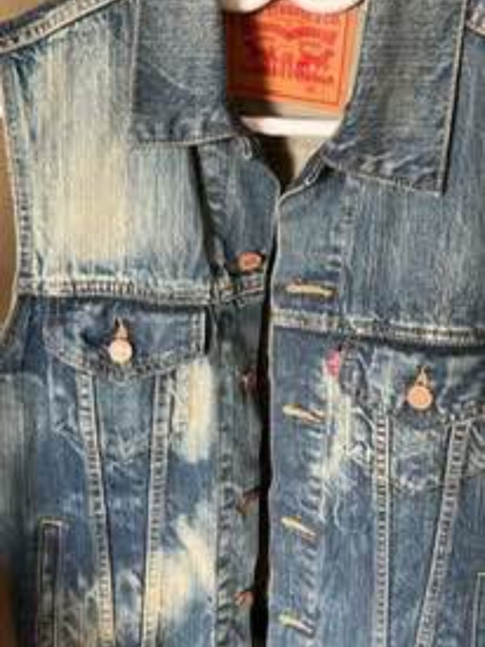 Levi's Blue Distressed Denim Vest